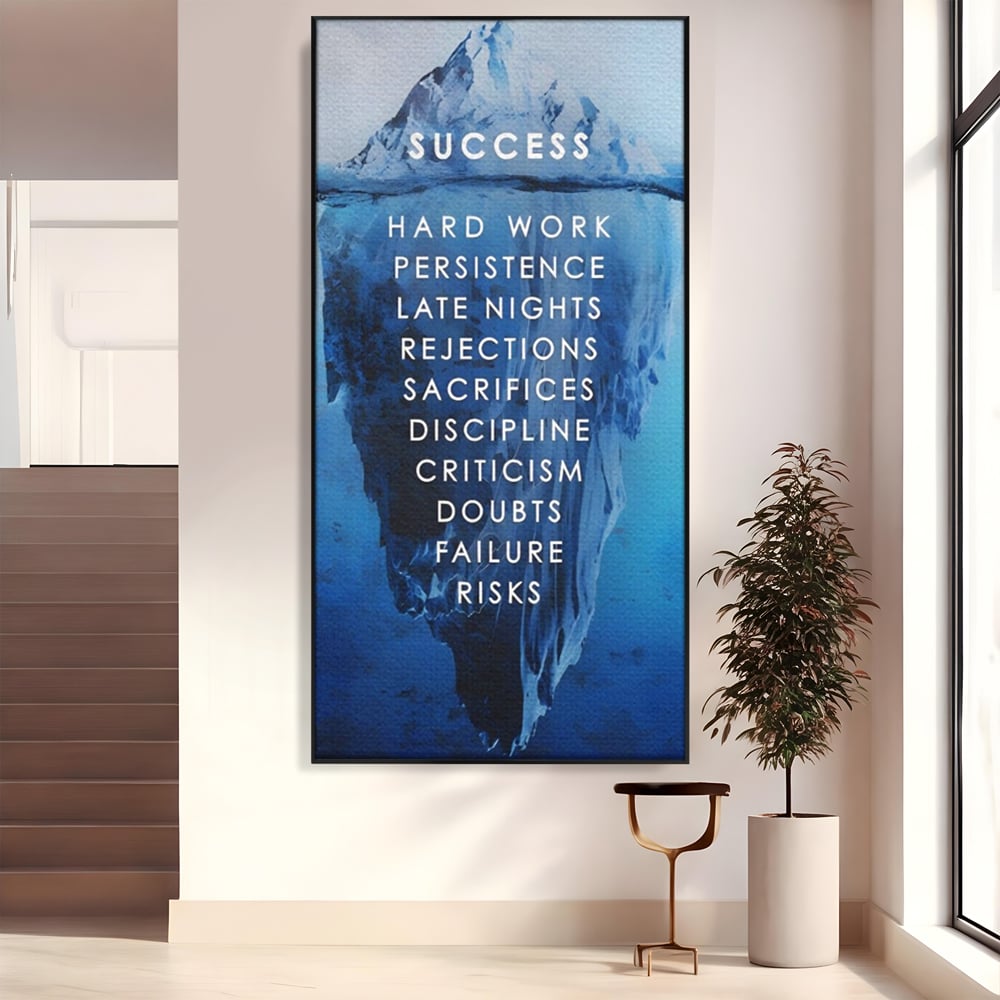 Tablou canvas cu tablou canvas motivational iceberg, in rama de aluminiu negru